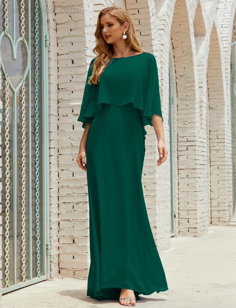 Numbersea  Bridesmaid Dress Women Long Sleeve V-Neck Chiffon Formal Wedding Party Dress 28018