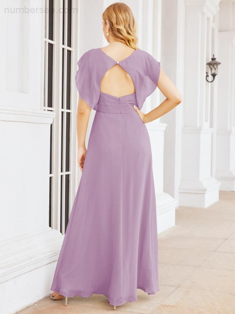 Numbersea Bridesmaid Dresses Cape Formal Prom Dress Open Back Gowns for Mother of The Bride 28058