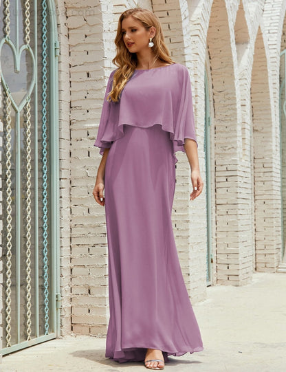 Numbersea  Bridesmaid Dress Women Long Sleeve V-Neck Chiffon Formal Wedding Party Dress 28018