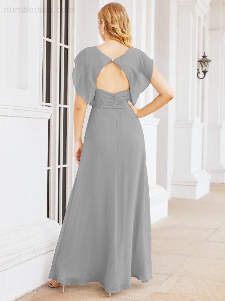 Numbersea Bridesmaid Dresses Cape Formal Prom Dress Open Back Gowns for Mother of The Bride 28058