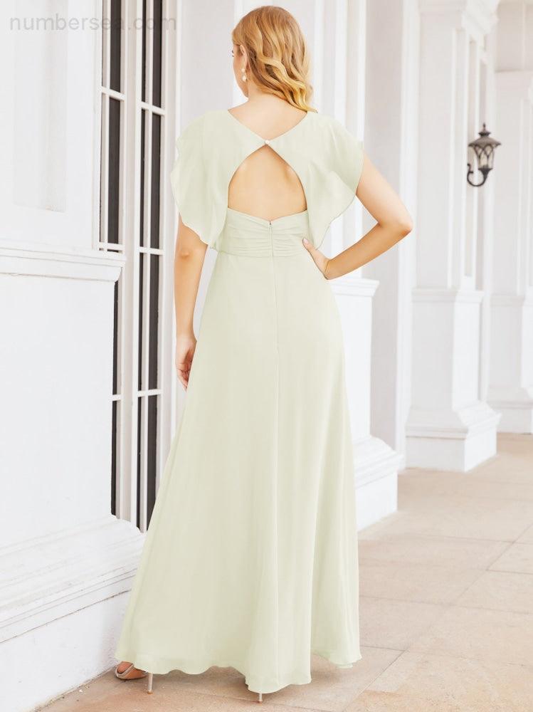 Numbersea Bridesmaid Dresses Cape Formal Prom Dress Open Back Gowns for Mother of The Bride 28058