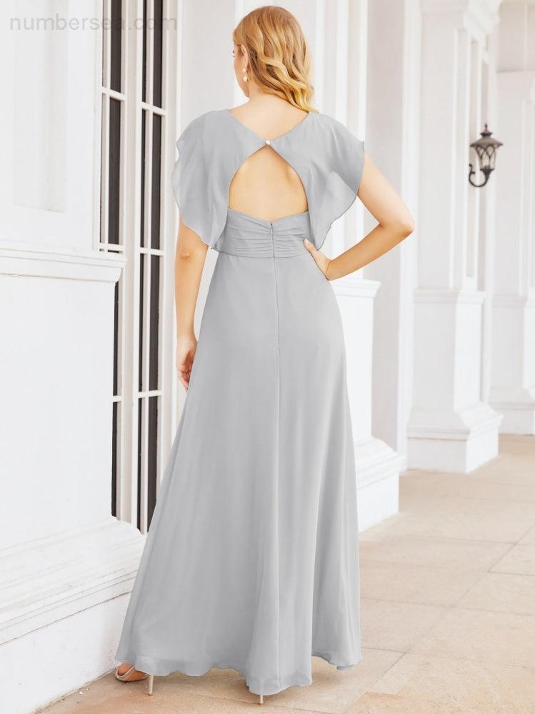 Numbersea Bridesmaid Dresses Cape Formal Prom Dress Open Back Gowns for Mother of The Bride 28058