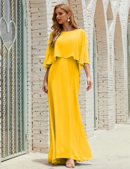 Numbersea  Bridesmaid Dress Women Long Sleeve V-Neck Chiffon Formal Wedding Party Dress 28018