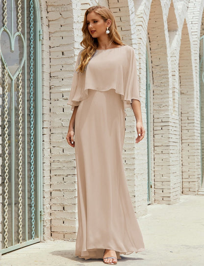 Numbersea  Bridesmaid Dress Women Long Sleeve V-Neck Chiffon Formal Wedding Party Dress 28018