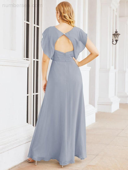 Numbersea Bridesmaid Dresses Cape Formal Prom Dress Open Back Gowns for Mother of The Bride 28058