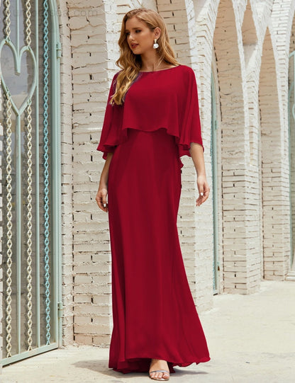 Numbersea  Bridesmaid Dress Women Long Sleeve V-Neck Chiffon Formal Wedding Party Dress 28018