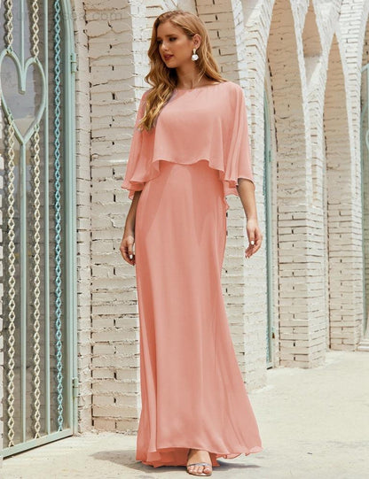 Numbersea  Bridesmaid Dress Women Long Sleeve V-Neck Chiffon Formal Wedding Party Dress 28018