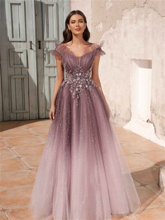 Sexy Illusion V-Neck Evening Gowns 2024 Elegant Tulle Strap Gowns Stylish Prom Party Dresses Vestidos De Novia-payinti