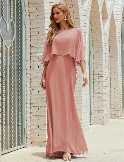 Numbersea  Bridesmaid Dress Women Long Sleeve V-Neck Chiffon Formal Wedding Party Dress 28018