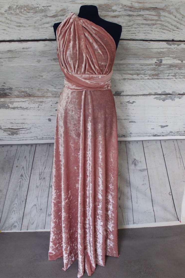 Blush Pink Velvet Bridesmaid Dress VMB71