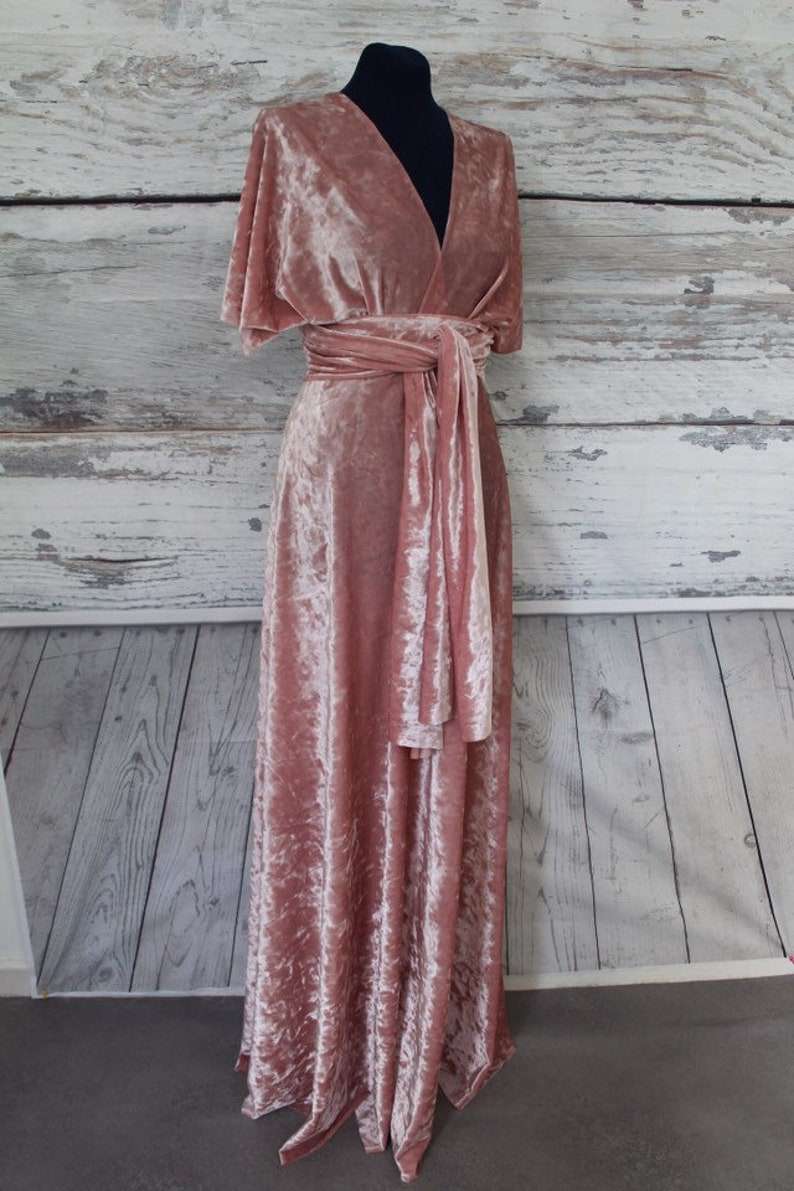 Blush Pink Velvet Bridesmaid Dress VMB71