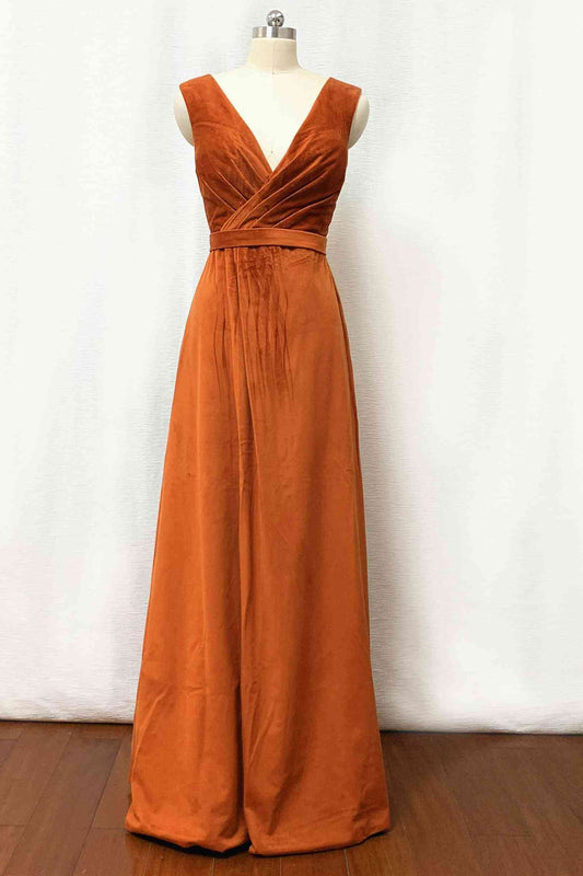 Burnt Orange Junior Bridesmaid Dresses with Belt VMB73