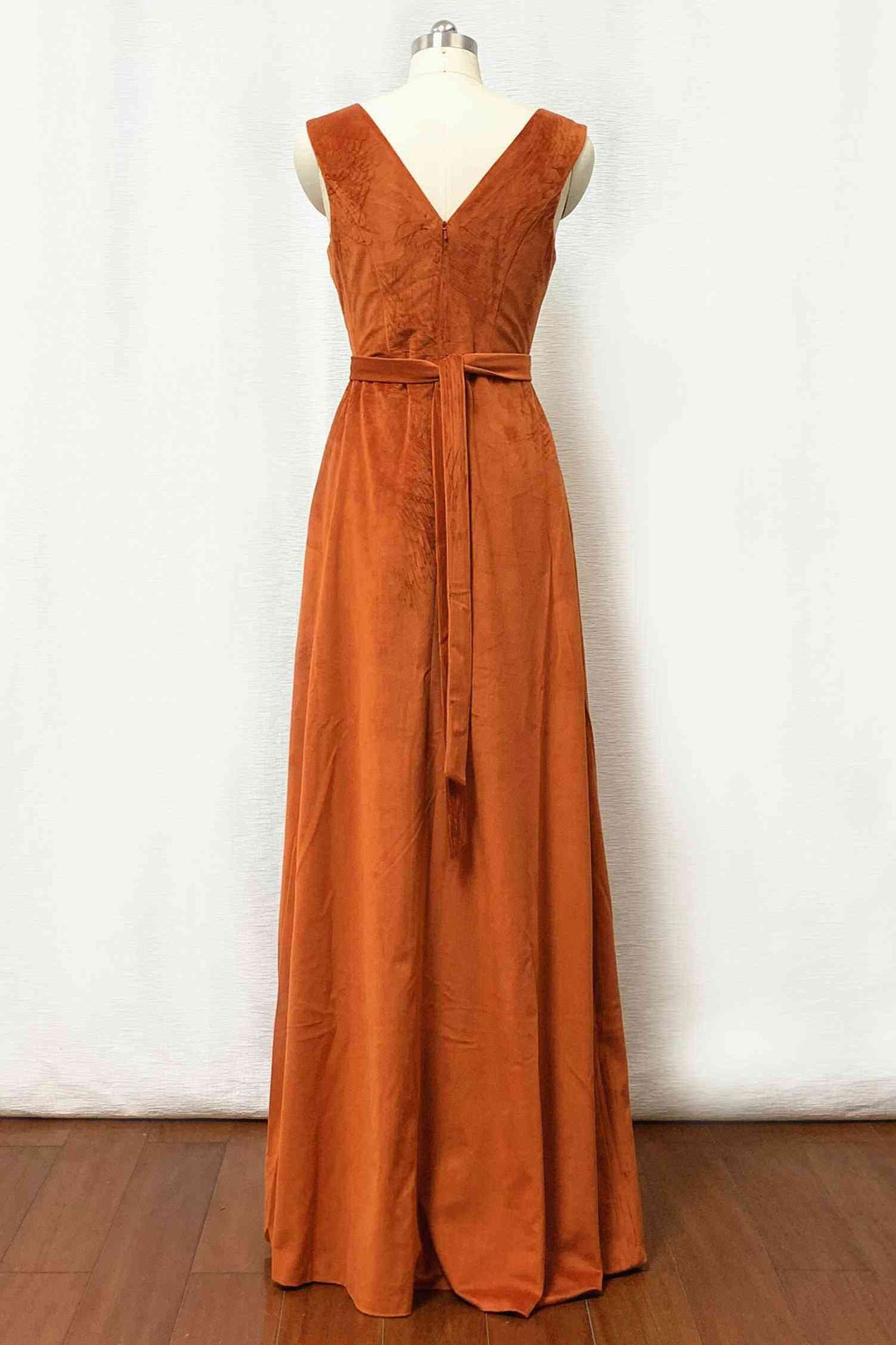 Burnt Orange Junior Bridesmaid Dresses with Belt VMB73