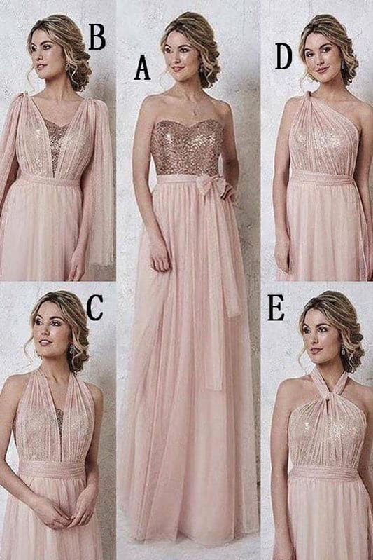 Rose Gold Bridesmaid Dress with Sequins VMB57