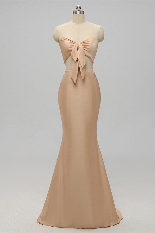 Two Piece Champagne Bridesmaid Dress VMB53