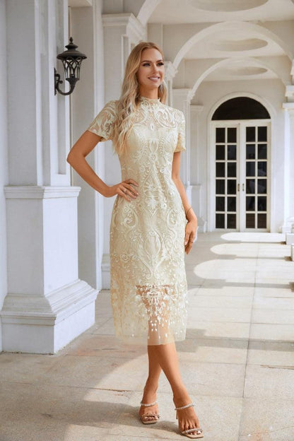 Ladies embroidery short-sleeved Chinese style short evening dress party wedding shopping evening dress 28105