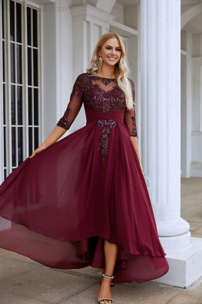 Women's Chiffon V Neck Tulle Embroidered Sequins Bridesmaid Evening Gown Prom Wedding Party Dress 28129