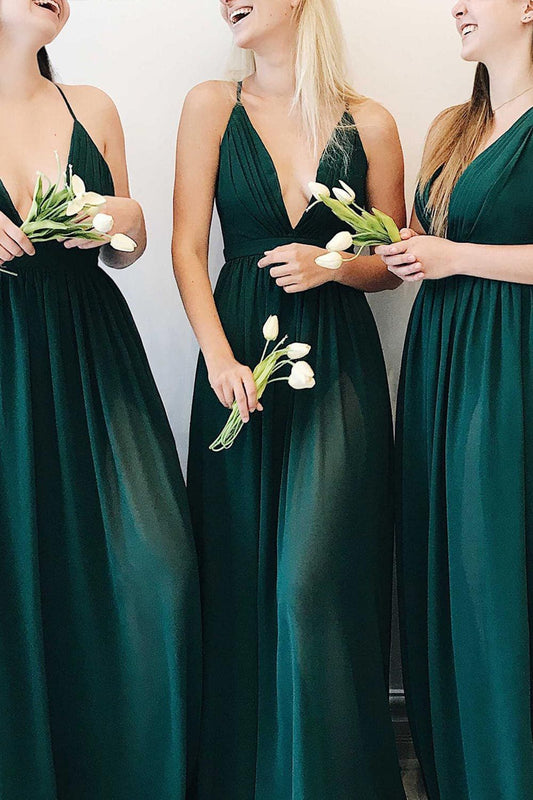 A Line Dark Green Bridesmaid Dress SCB31