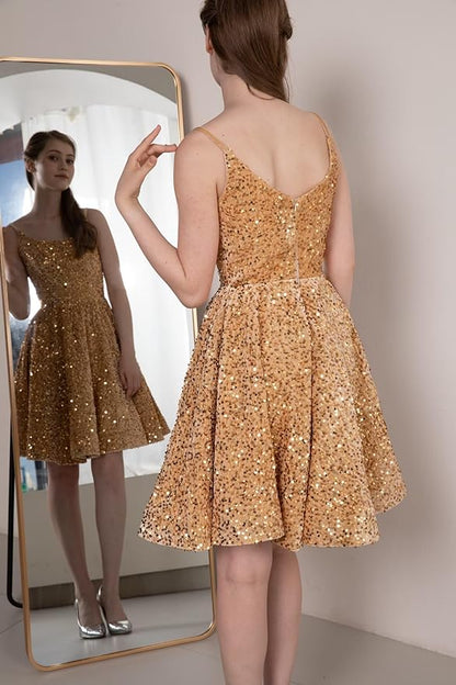 Sequin Short Homecoming Dresses for Teens Sparkly Prom Dresses VMH81