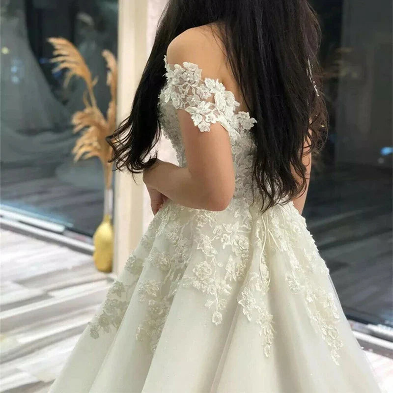 Sexy V Neck Lace Wedding Dress Off the Shoulder Lace Applique Vestidos De Noiva 2024 Bridal Gowns For Women robe de mariée-payinti