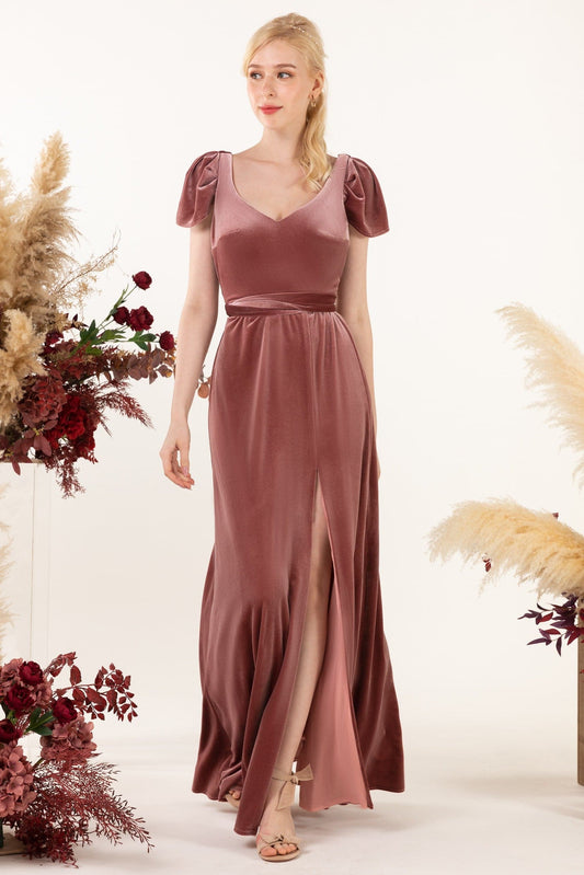 Floor Length Velvet Bridesmaid Dress VMB8