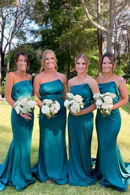 Strapless Green Mermaid Bridesmaid Dress VMB62